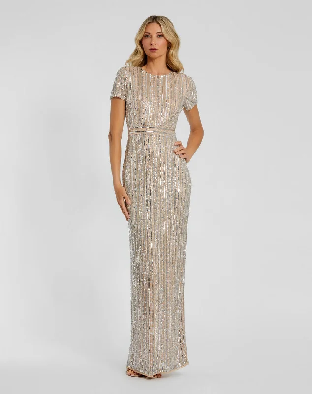 Women's Collarless DressesMac Duggal 93829 Long Mother of the Bride Sequin Formal Dress