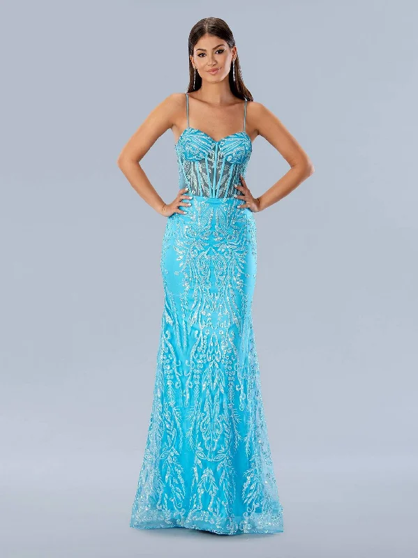 Women's Square Collar DressesStella Couture 24170 Long Beaded Formal Prom Dress