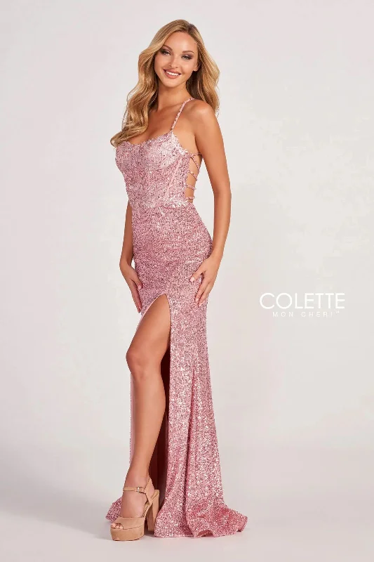 Women's Shift DressesColette CL2073 Sequin Formal Prom Applique Long Dress
