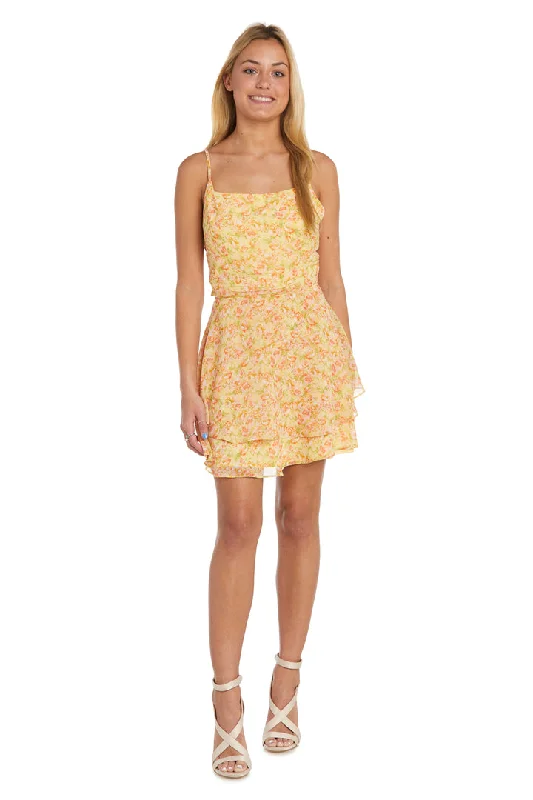 Women's Notched Collar DressesMorgan & Co 13185 Short Printed Cocktail Dress
