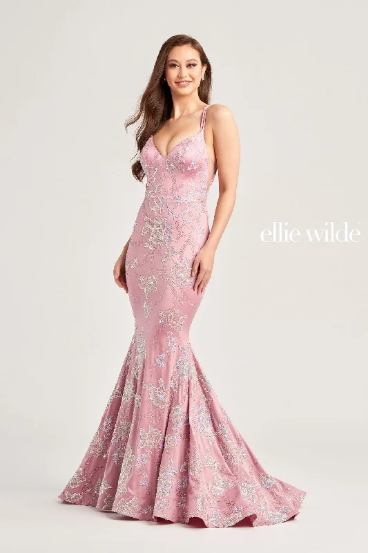  Women's A-Line DressesEllie Wilde EW35083 Prom Fitted Long Formal Gown