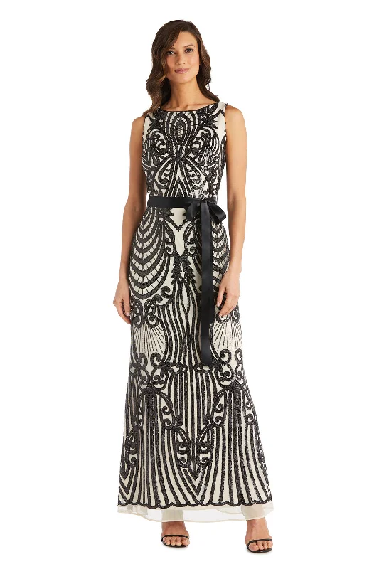 Women's Peter Pan Collar DressesR&M Richards 7380 Long Sequin Formal Evening Dress