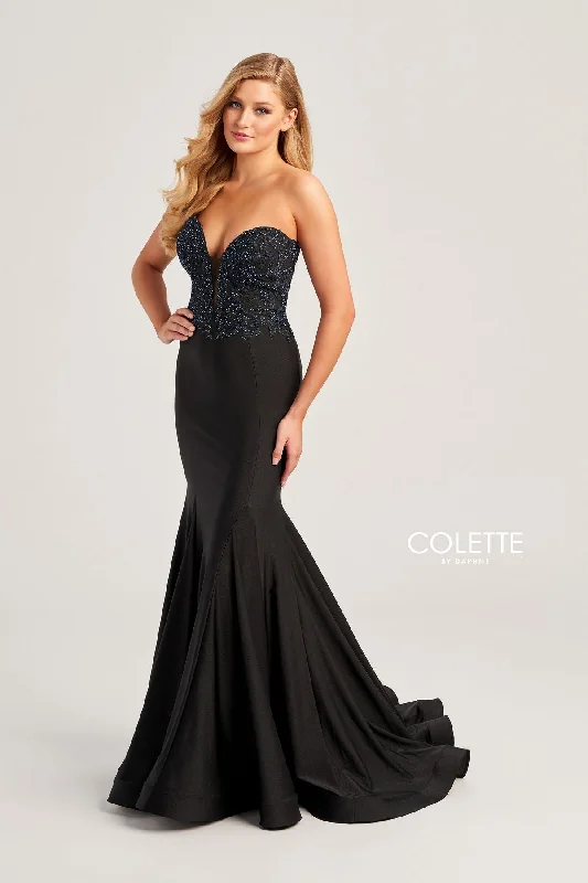 Women's Narrow Collar DressesColette CL5112 Prom Long Applique Formal Mermaid Dress