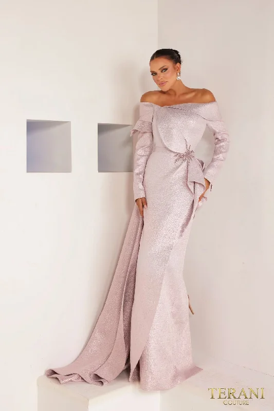 Women's Peter Pan Collar DressesTerani Couture 241M2743 Formal Long Evening Mother of the Bride Dress Women's Peter Pan Collar DressesTerani Couture 241M2743 Formal Long Evening Mother of the Bride Dress