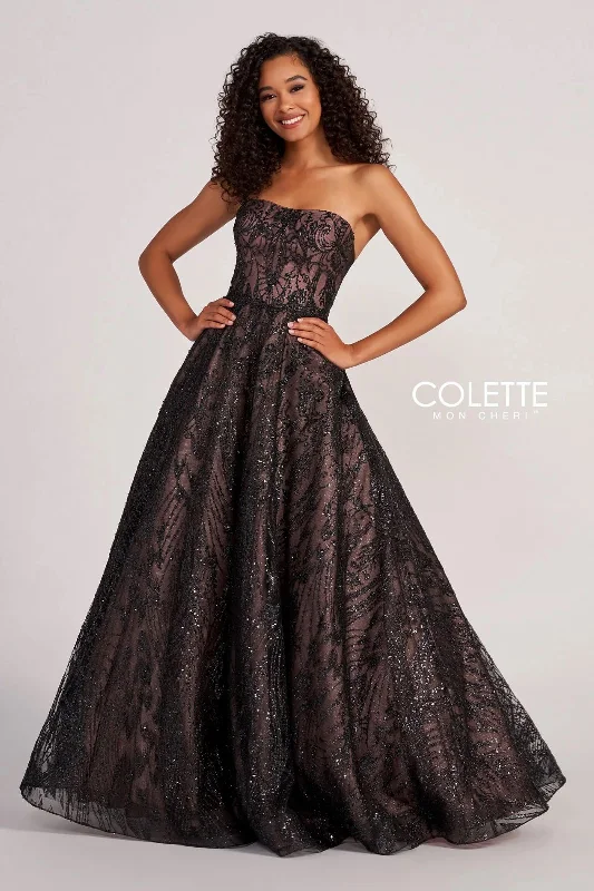 Women's Turtleneck DressesColette CL2042 Prom Glitter Formal Long Ball Gown