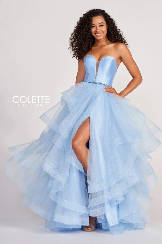 Women's Shirt Collar DressesColette CL2006 Glitter Flounce Formal Prom Long Ball Gown Women's Shirt Collar DressesColette CL2006 Glitter Flounce Formal Prom Long Ball Gown