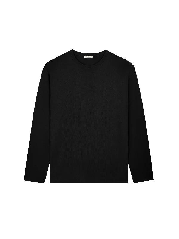men's slim-fit striped polo shirtWomens Regenerative Merino Wool Sweater—black