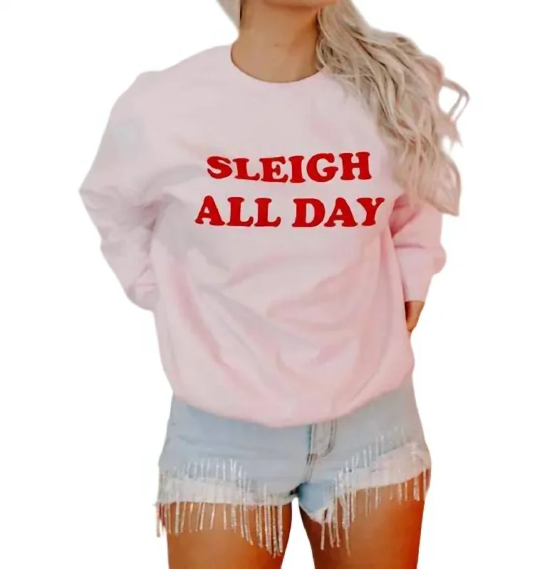men's slim-fit button-down shirt with convertible cuffsSleigh All Day Christmas Sweatshirt In Pink