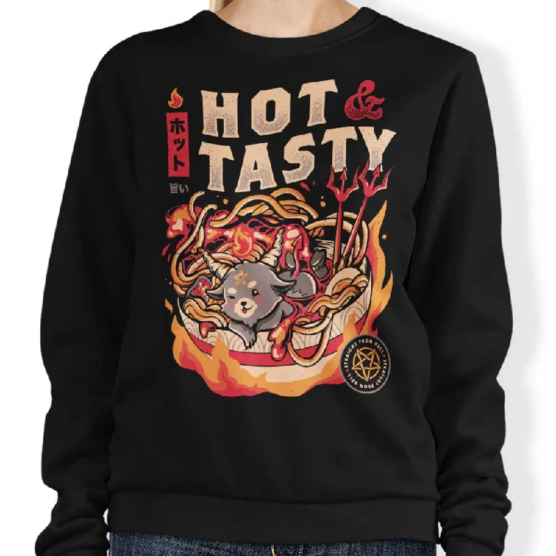 men's denim shirt with leather patches and embroideryHot and Tasty - Sweatshirt