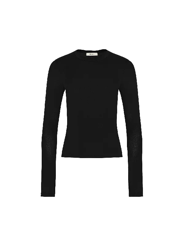 men's graphic tee with band logoWomen's 365 Cotton-Stretch Long-Sleeved Top—black