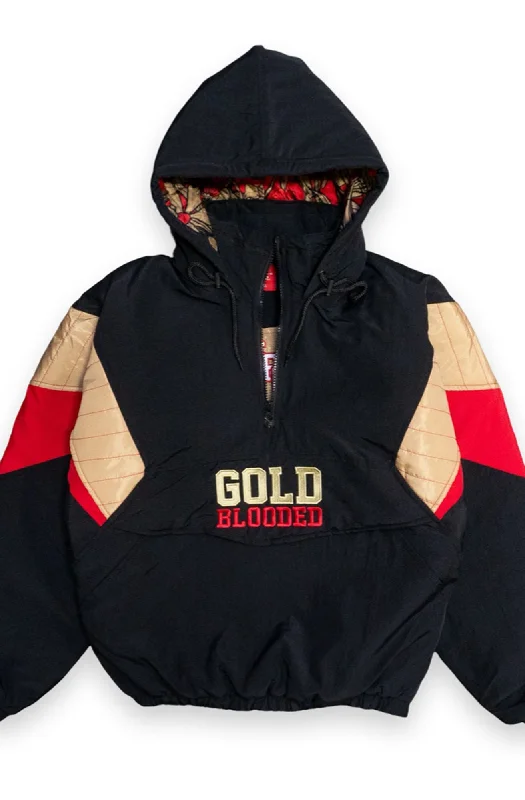 men's bomber jacket with chest pocketsSAVS x Adapt :: Gold Blooded SFC (Men's Black/Gold Stadium Jacket)