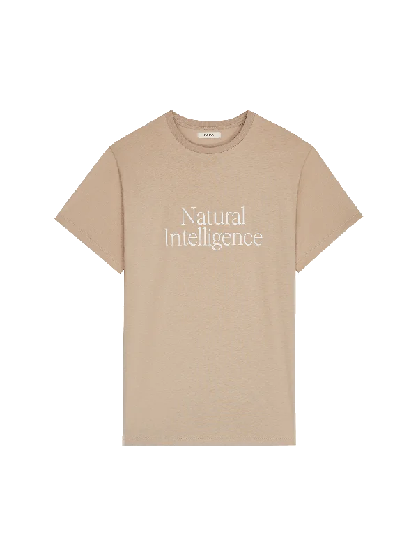 men's denim jacket with rip and repairMens 365 Natural Intelligence T-shirt—mirage beige
