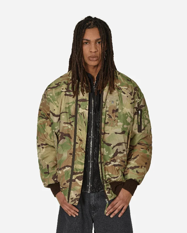 men's leather jacket with snap buttonsOversized Camo Nylon Bomber Military Green