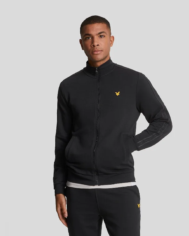 men's casual leather bomber jacket with fur liningSports Tape Track Top