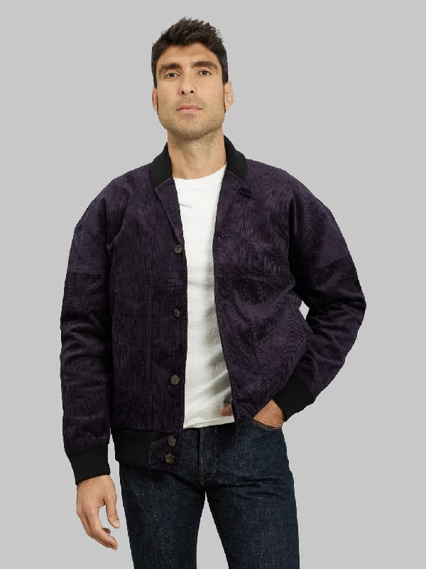 men's varsity jacket with lettersTanuki "Sazanami" Corduroy Natural Indigo Dyed Jacket