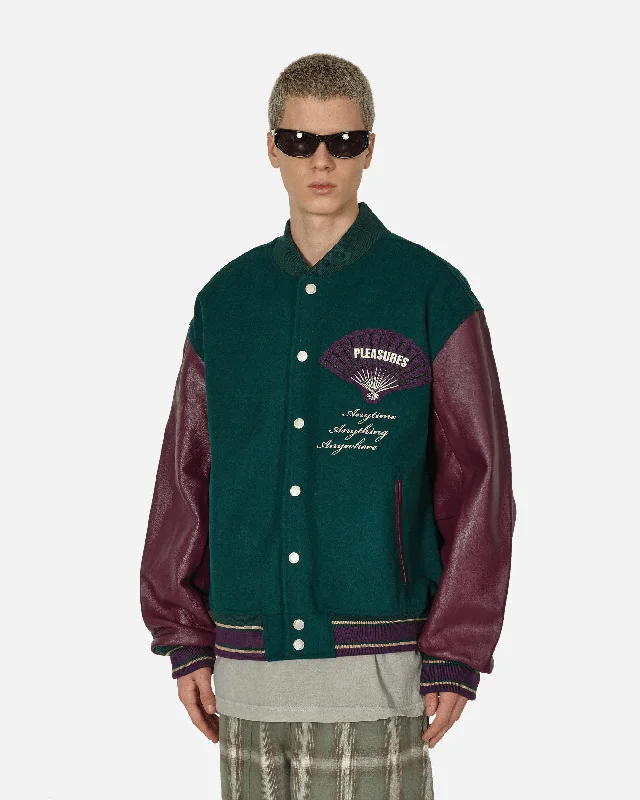 men's insulated denim jacketFan Varsity Jacket Green