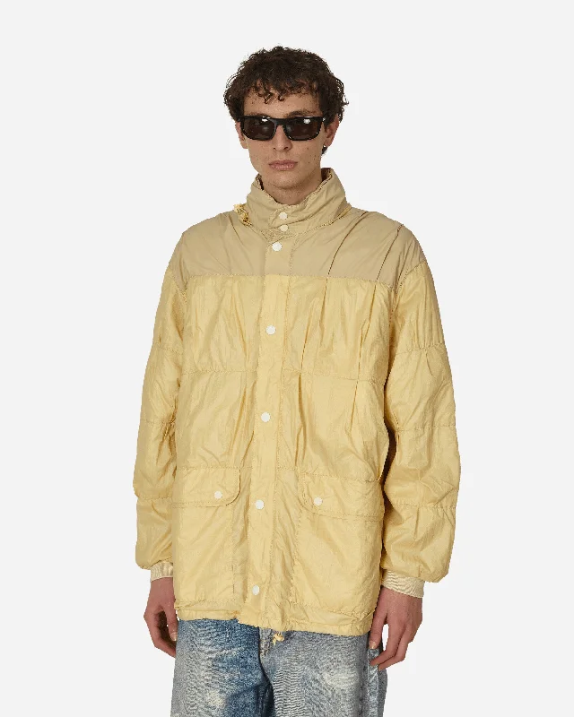 men's insulated denim jacketRubberized Nylon Exhaust Puffa Jacket Cream
