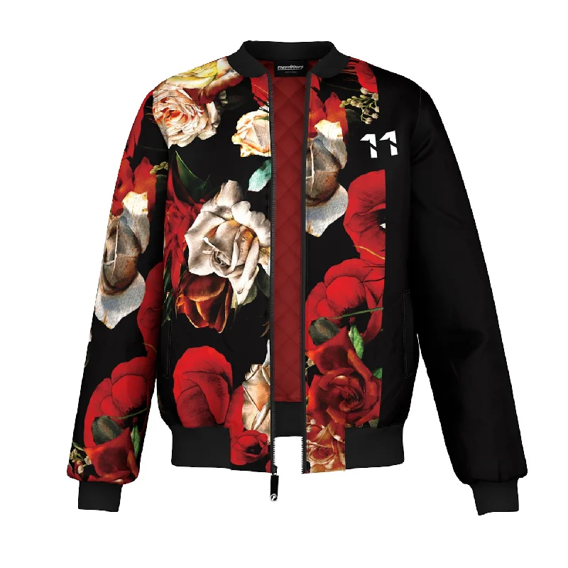 men's parka coat with pocketsAntique Flowers Bomber Jacket