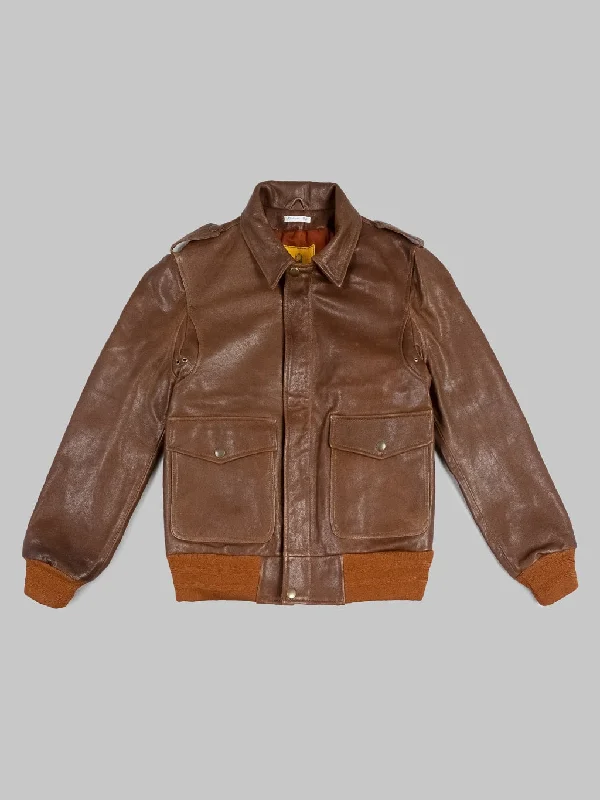 men's tailored wool blazerShangri-La Heritage "Don Gentile" A-2 Seal Brown Flight Jacket