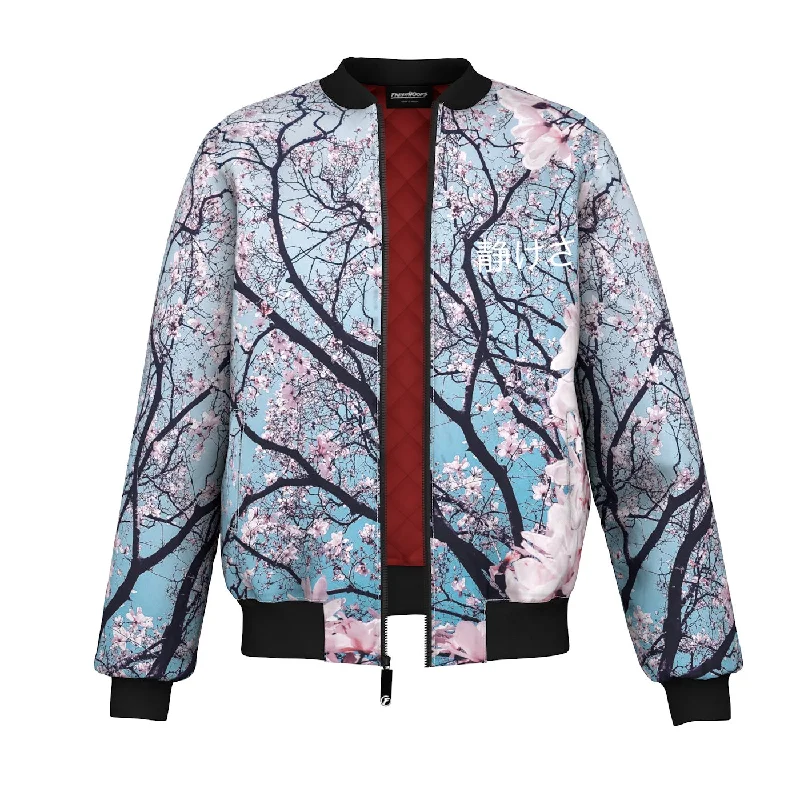 men's bomber jacket with zippersCherry Blossom Bomber Jacket