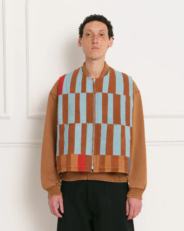 men's tailored wool blazerSaturn Vest - Indigo Stripe Patchwork