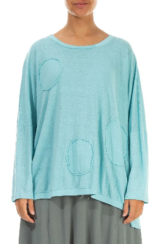 Boxy Bubble Décor Linen Jersey Blouse