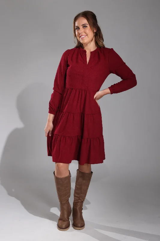 Poly Stretch Cord Dress | CLARET | 6202ZZ