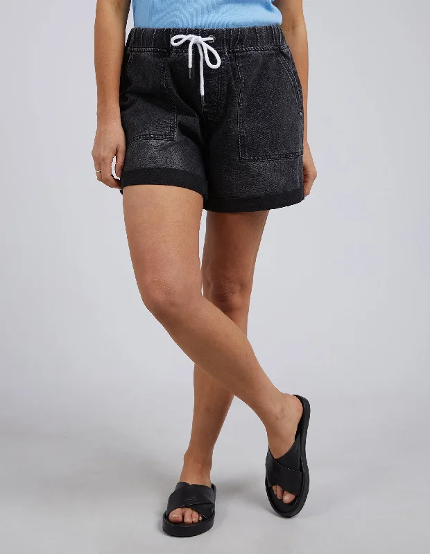 Elm Emma Relaxed Denim Short Washed Black