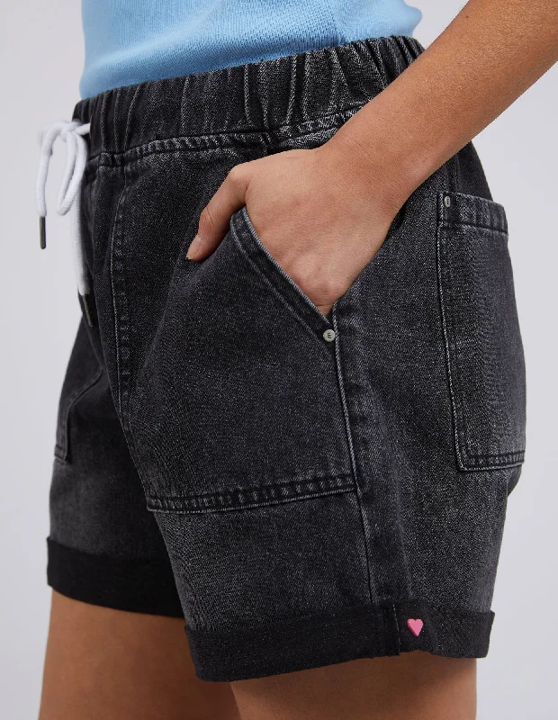 Elm Emma Relaxed Denim Short Washed Black