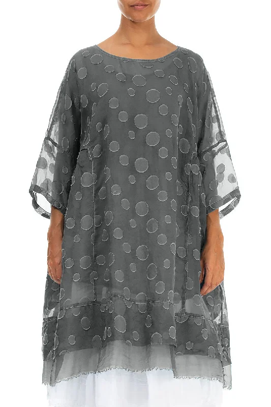 Flared Sage Bubbles Silk Tunic