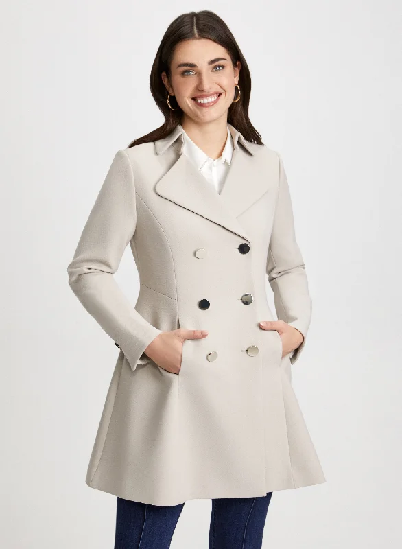 Double Row Button Front Coat