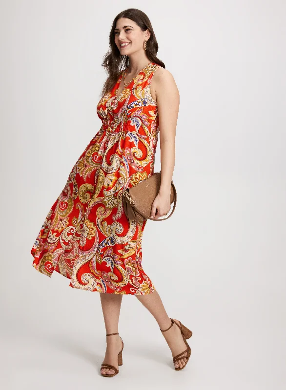 Paisley Print Midi Dress