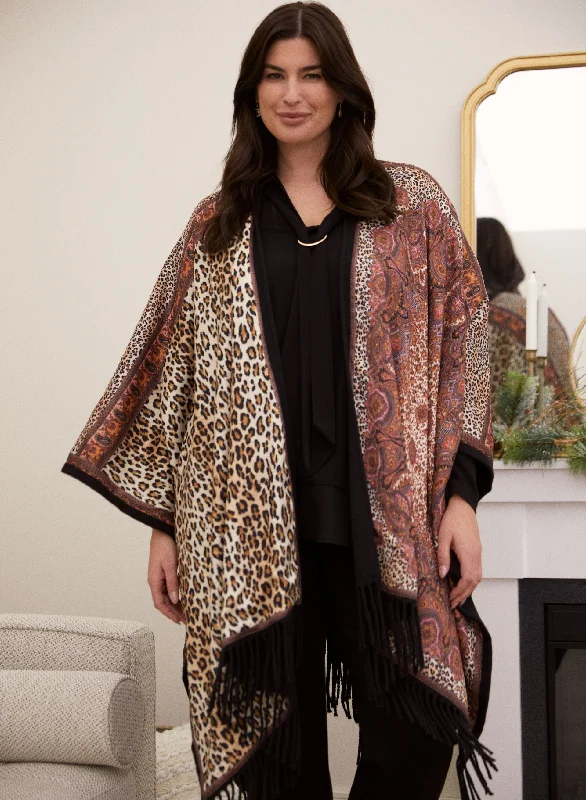 Patchwork Print Poncho