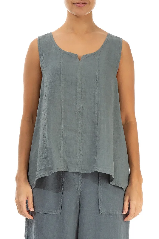 Sweetheart Neck Sage Linen Top