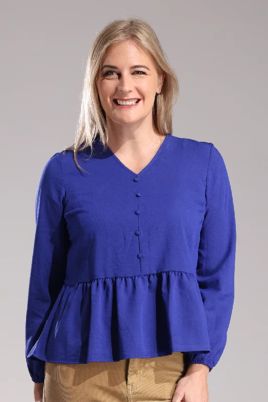 V neck Soft Drape Top | BLUEBERRY | 8803ZZ