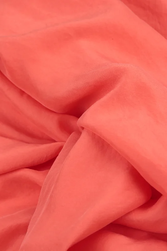 Wide Flowy Living Coral Pure Silk Trousers