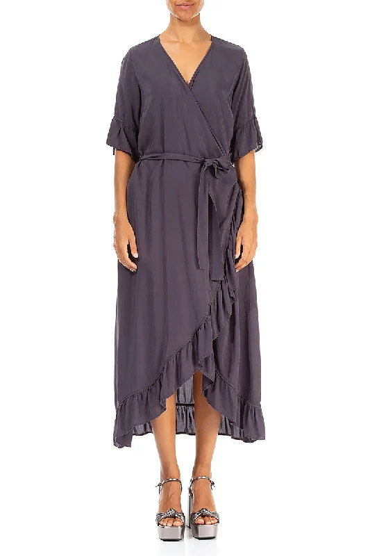 Wrap Graphite Silk Bamboo Dress