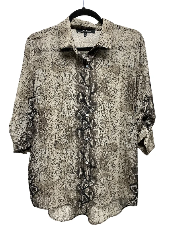 Blouse 3/4 Sleeve By Sweet Rain In Snakeskin Print, Size: L