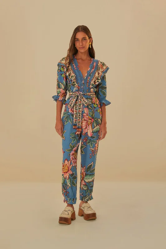 Blue Wonderful Bouquet Lenzing™ Ecovero™ Euroflax™ Jumpsuit