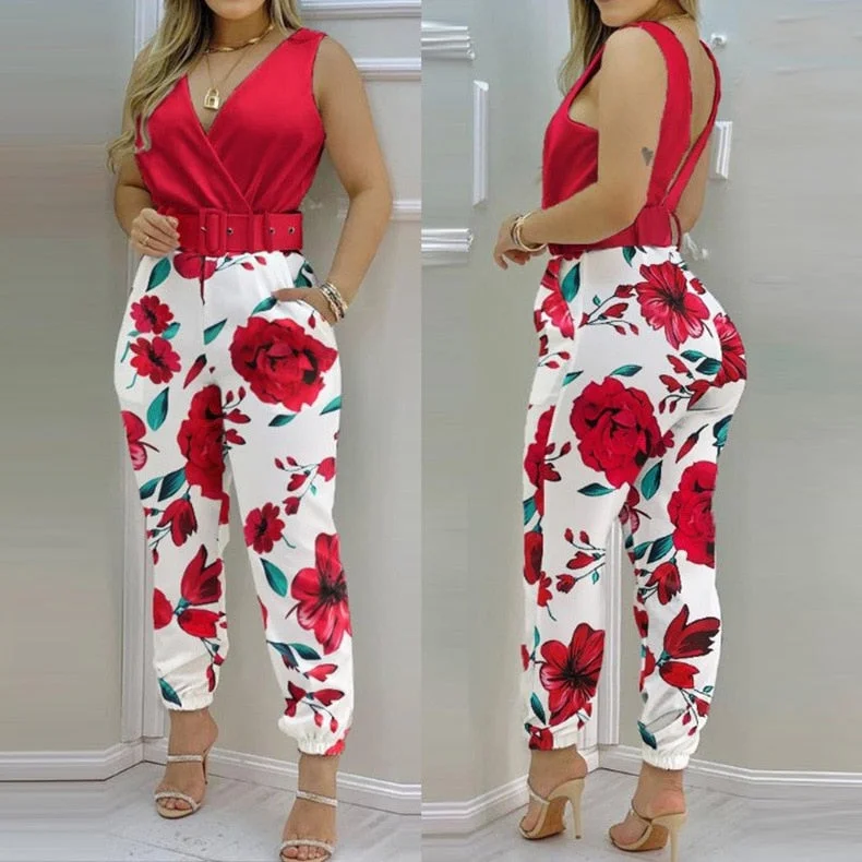 Women's Rompers Floral Printed Fashion Designer Jumpsuits